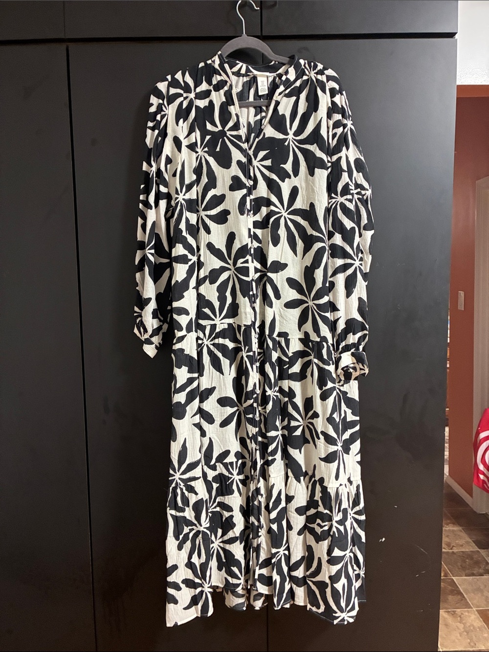 Black & White Floral Maxi Dress - Women